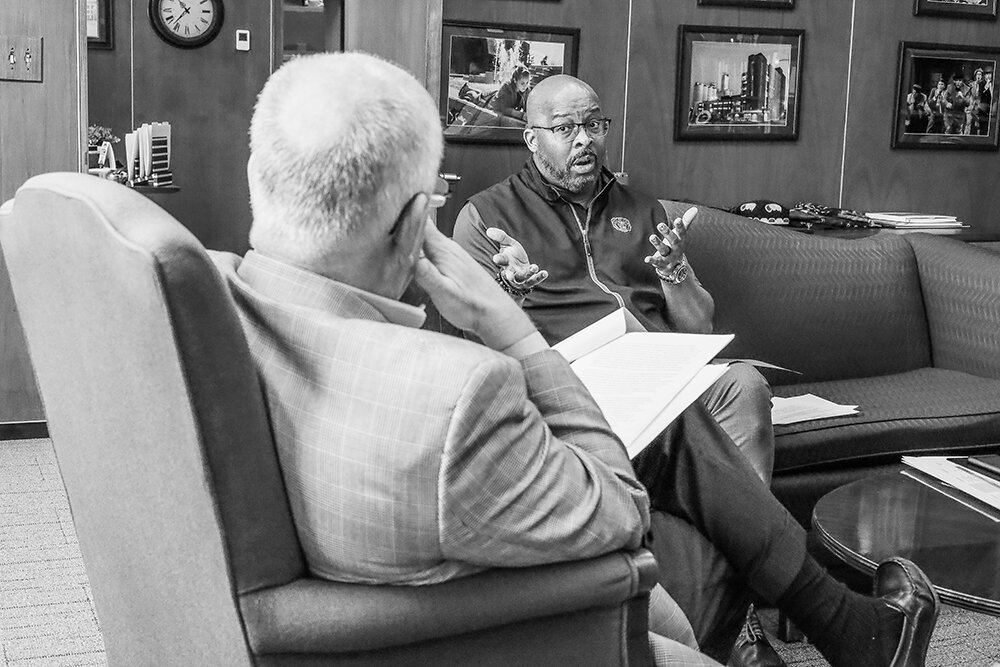 ONE ON ONE: Hart updates MSU President Clif Smart as the two await further news on diversity funding from the state.